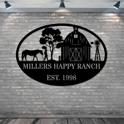 Personalized Barn Name Metal Sign In Black