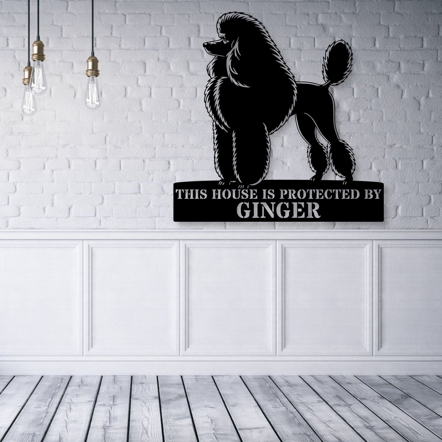 Personalized Dog Guard Name Metal Sign. Custom Poodle Protect Wall Decor