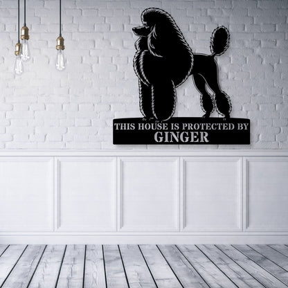 Personalized Dog Guard Name Metal Sign. Custom Poodle Protect Wall Decor