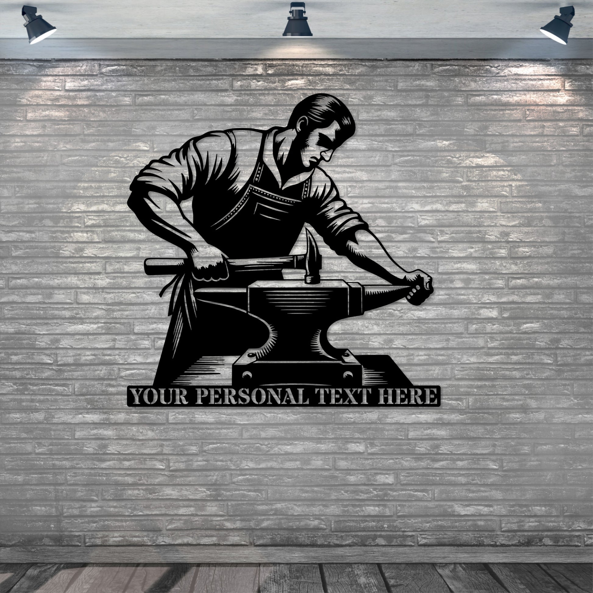 Personalized Blacksmith Worker Name Metal Sign In Back