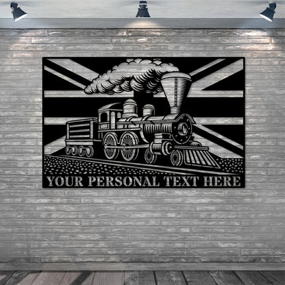 Personalized UK Steam Train Metal. Custom English Train Lover Wall Decor. English Locomotive Name Steel Sign. UK Steamtrain Operator Gift