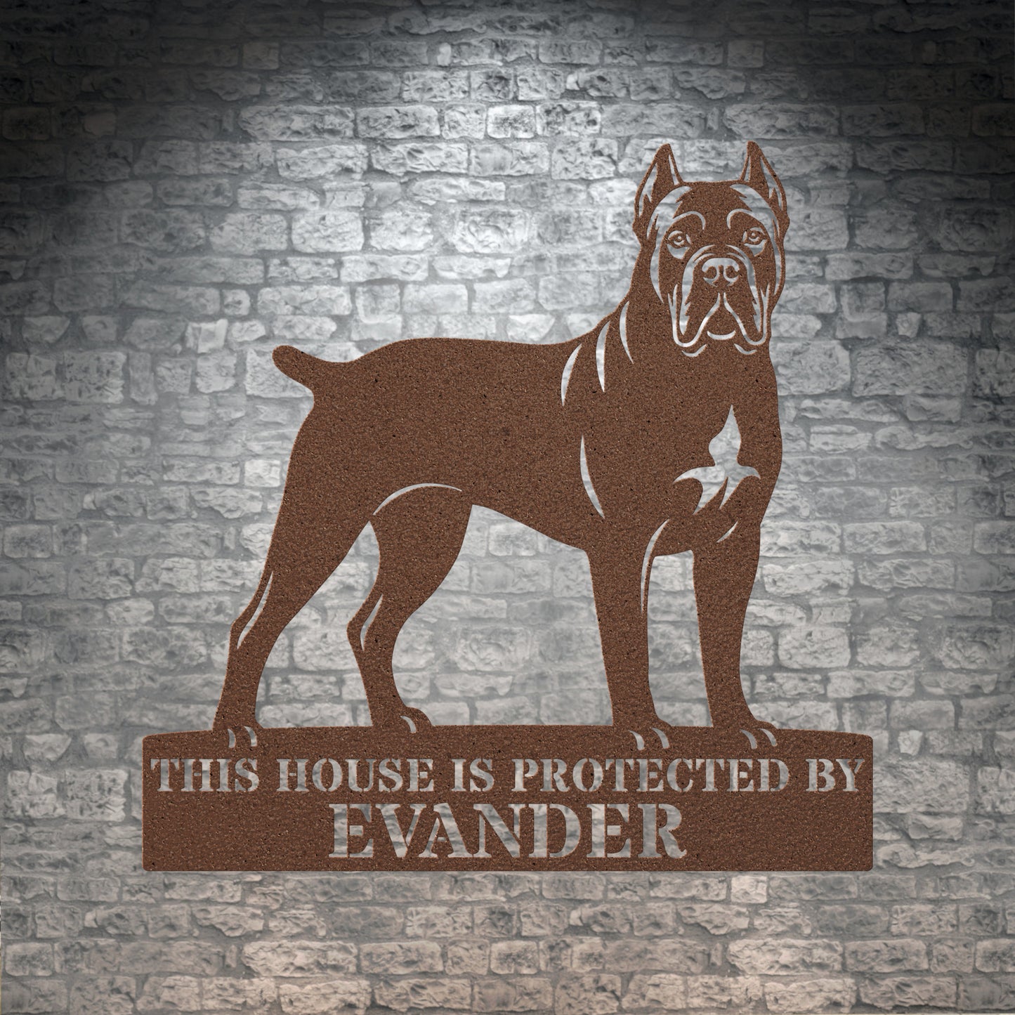 Personalized Cane Corso Guard Metal Sign. Custom Dog Protect Name Wall Decor