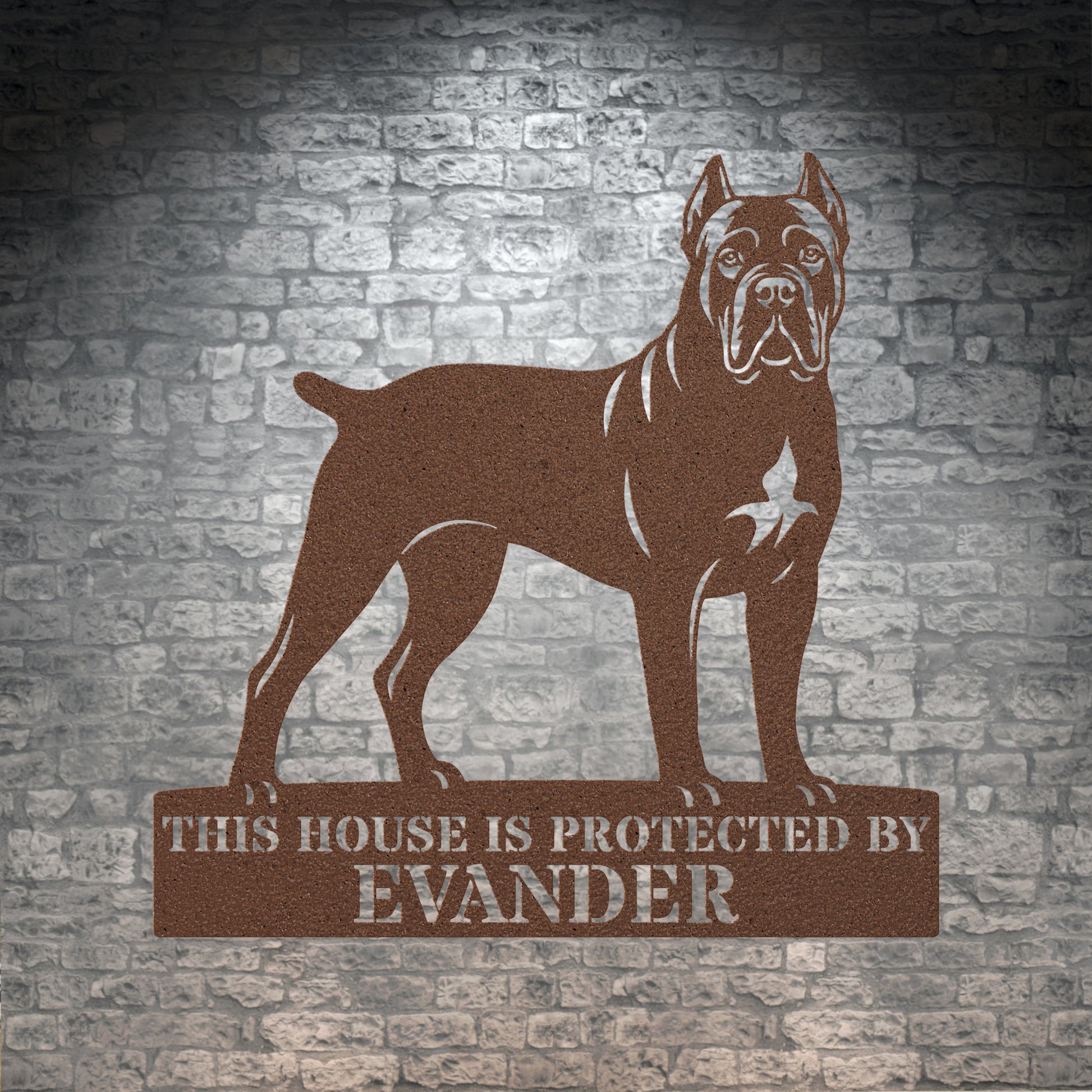Personalized Cane Corso Guard Metal Sign. Custom Dog Protect Name Wall Decor