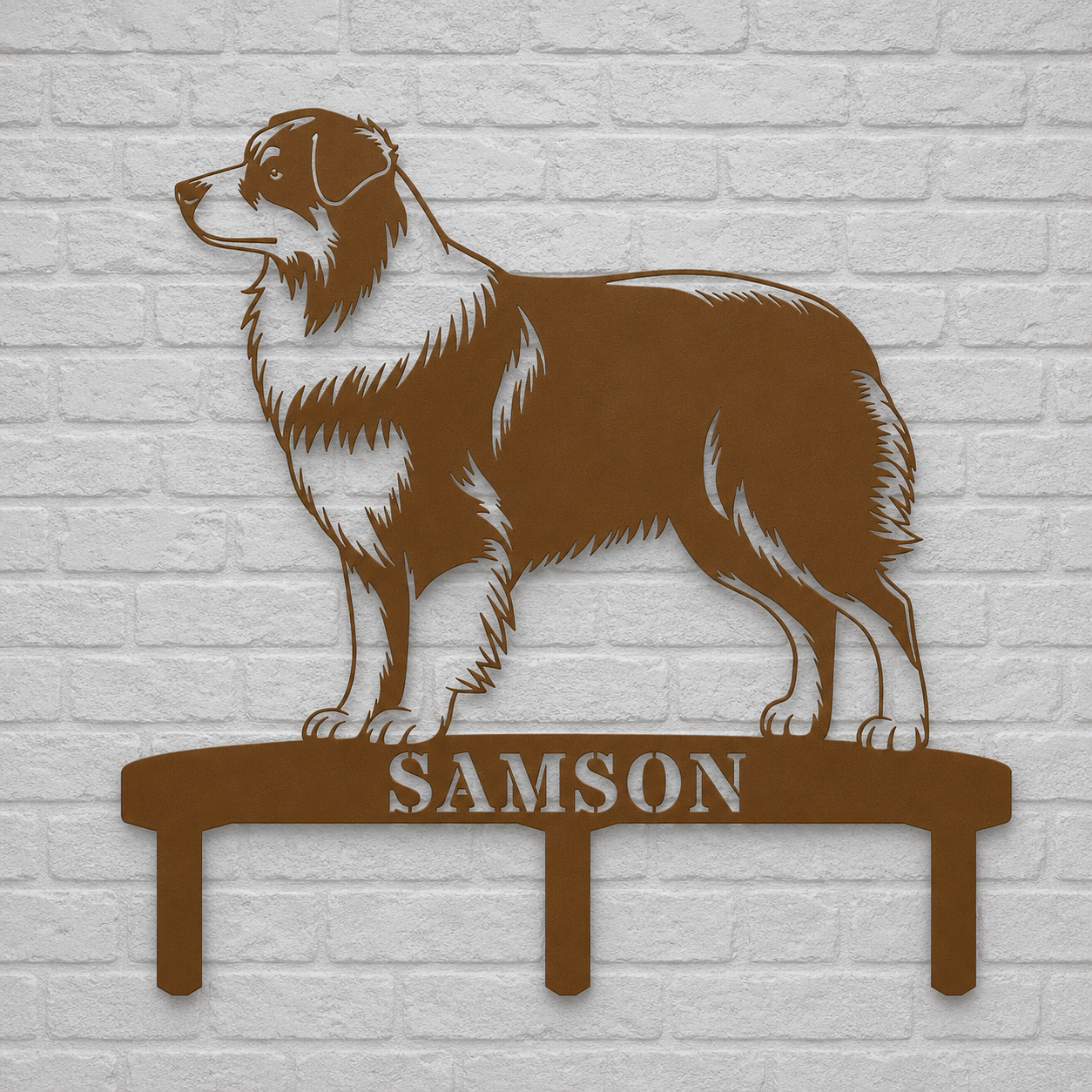 Personalized Australian Shepherd Garden Metal Sign With Stakes. Custom Dog Name Gift