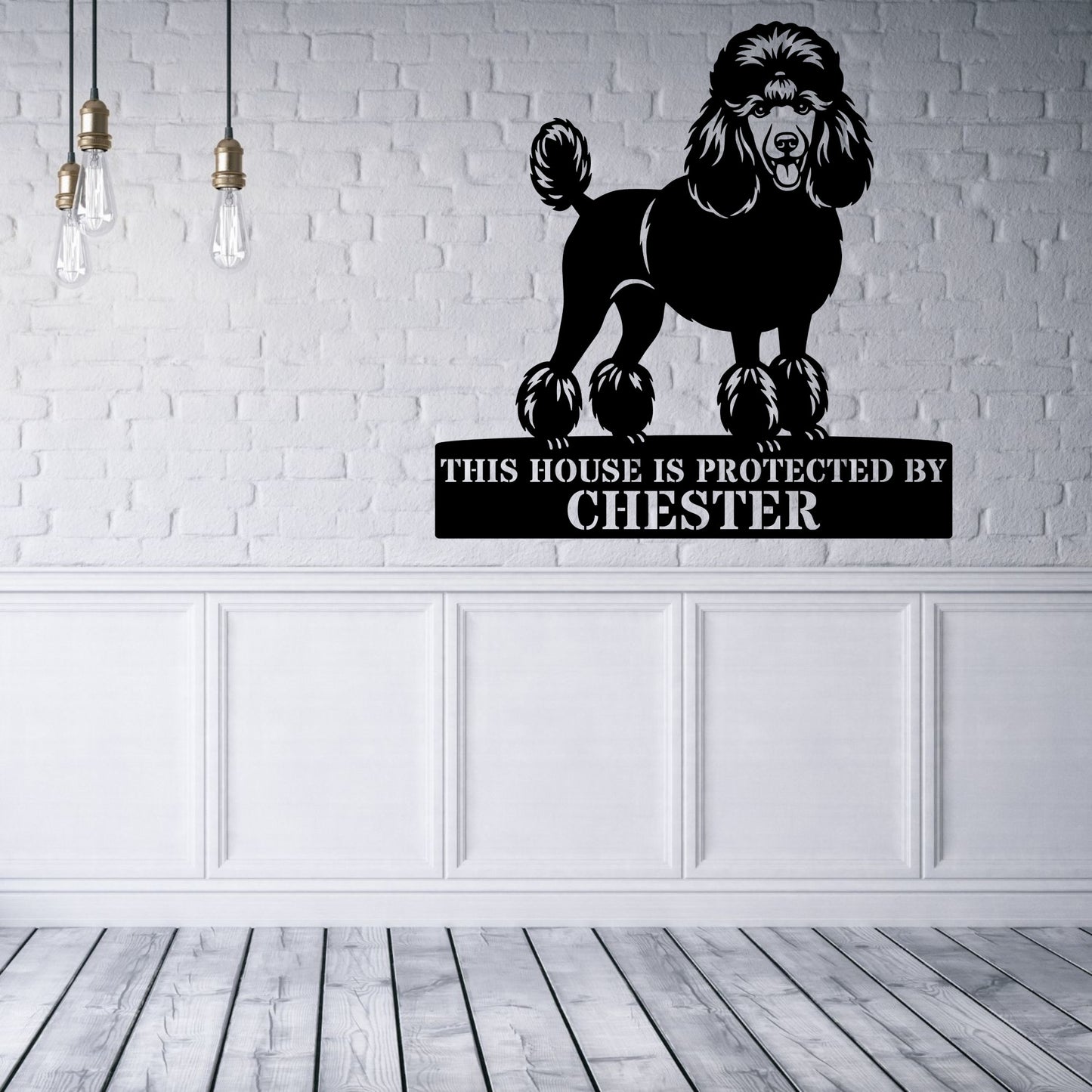 Poodle Personalized Guard Name Metal Sign. Custom Dog Protect Wall Decor