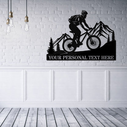 Personalized MTB Rider Name Metal Sign. Custum Trail Bike Wall Decor Gift. Cyclist Wall Hanging Present. Customized Mountain Biker Sign Gift