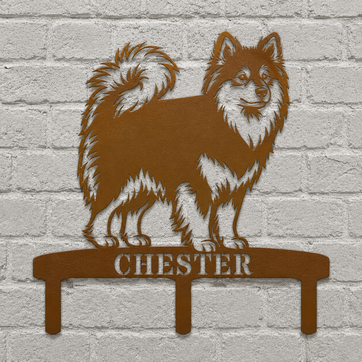 Personalized Finnish Lapphund Garden Metal Sign With Stakes. Custom Dog Lover Name Gift