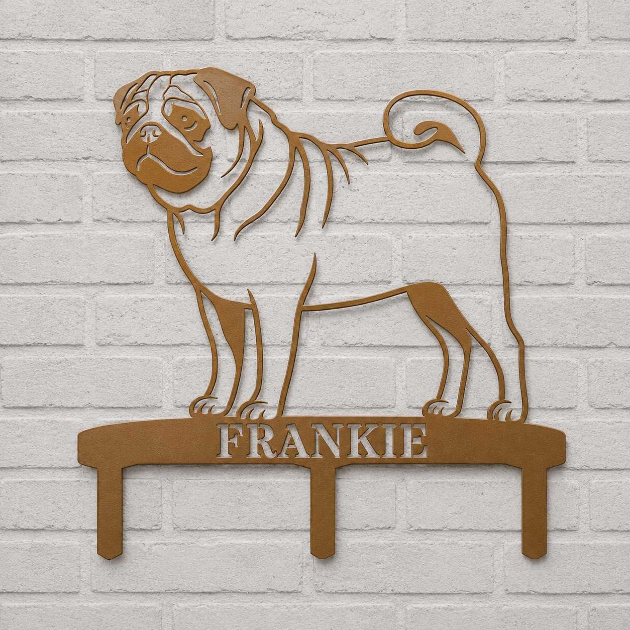 Personalized Pug Garden Metal Sign With Stakes. Custom Dog Name Remembrance Gift