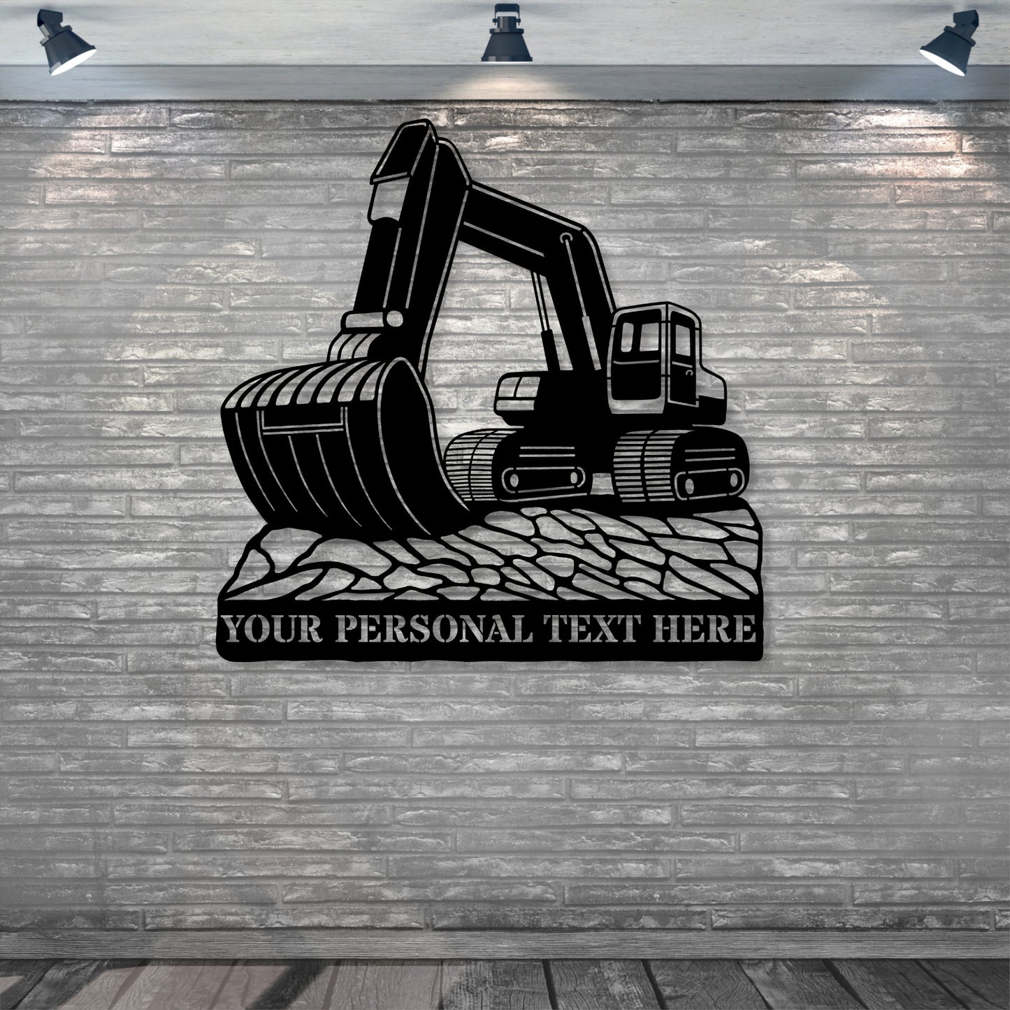 Personalized Excavator Digger Name Metal Sign Gift In Black