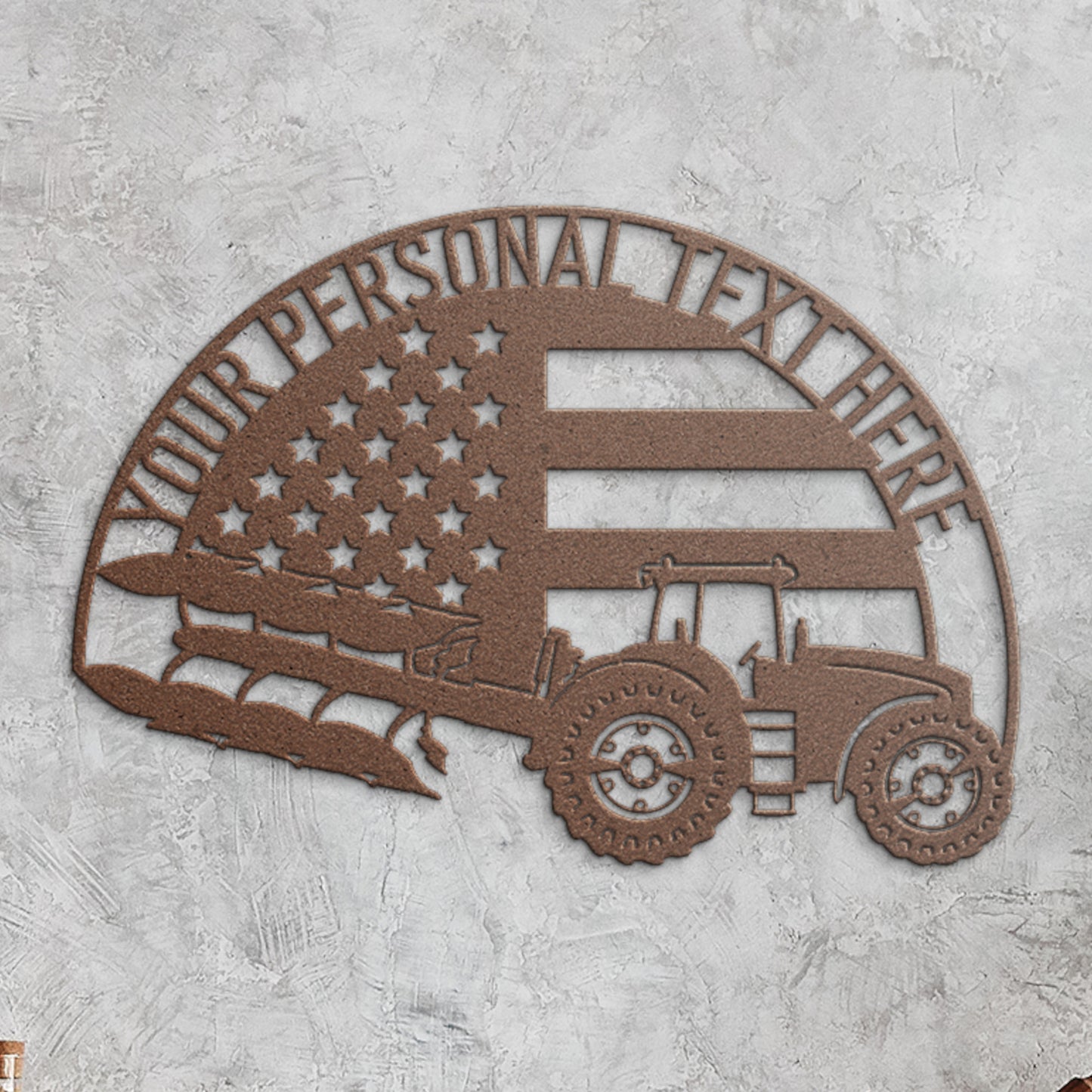 Personalized Patriotic Farming Metal Sign In Copper