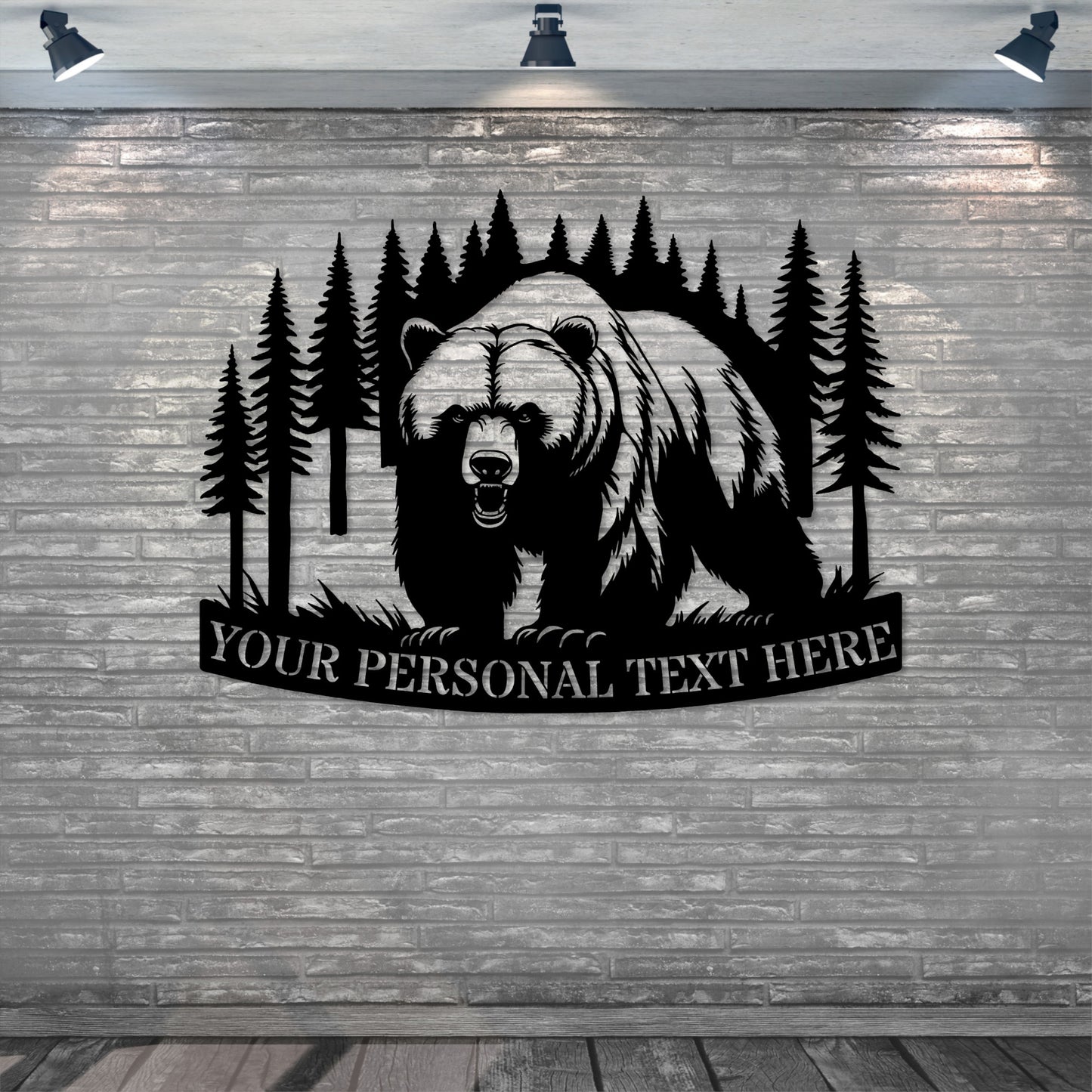 Personalized Black Bear Metal Sign Gift In Black