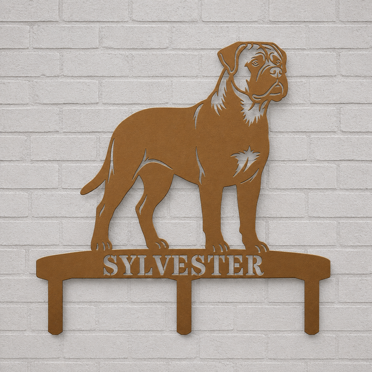 Personalized Bullmastiff Garden Metal Sign With Stakes. Custom Dog Name Gift