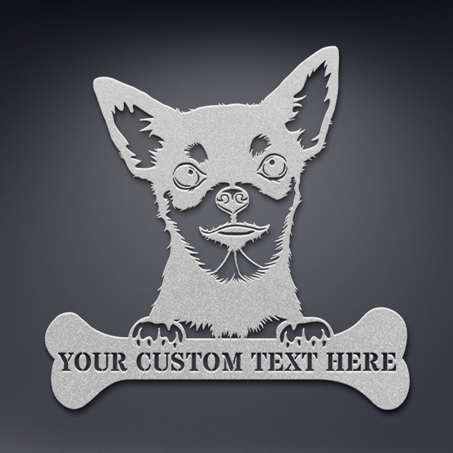 Personalized Chihuahua Name Metal Sign In Silver. Perfect Gift Idea For Dog Lovers