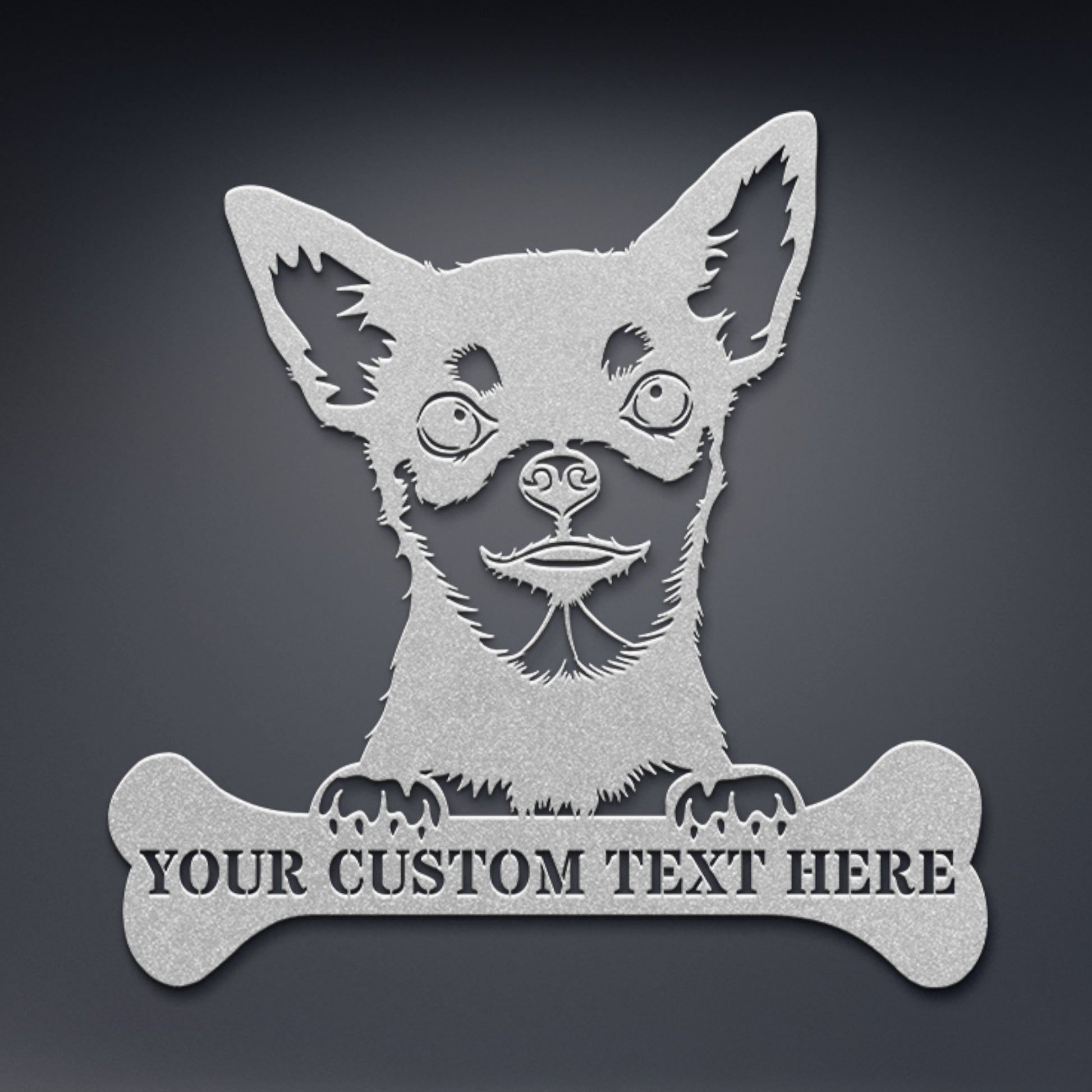 Personalized Chihuahua Name Metal Sign In Silver. Perfect Gift Idea For Dog Lovers