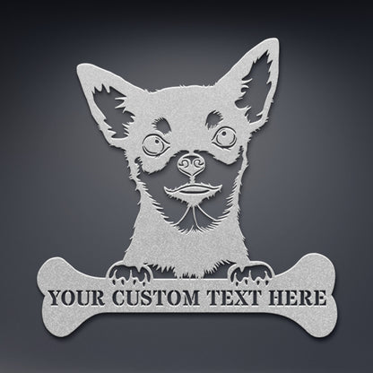 Personalized Chihuahua Name Metal Sign In Silver. Perfect Gift Idea For Dog Lovers