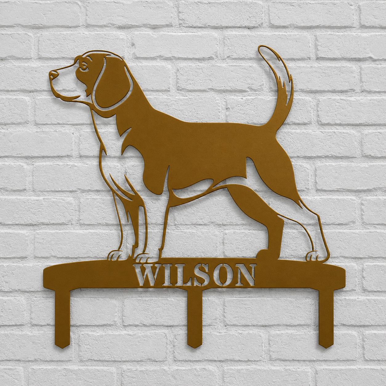 Personalized Beagle Garden Metal Sign With Stakes. Custom Dog Lover Name Gift