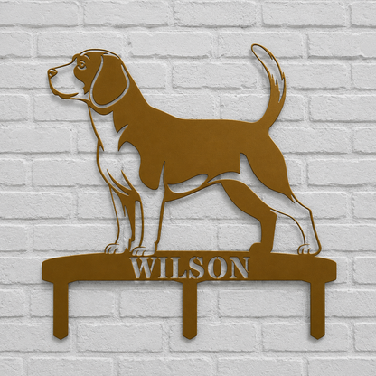 Personalized Beagle Garden Metal Sign With Stakes. Custom Dog Lover Name Gift