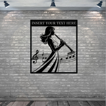 Personalized Clarinet Player Metal Sign, Custom Female Clarinetist Wall Decor. Classic Music Room Wall Hanging. Jazz Music Metal Art Decor. 