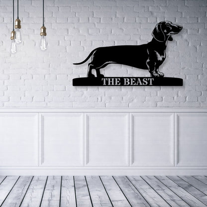 Personalized Dachshund Metal Sign. Custom Dog Owner Wall Decor Gift