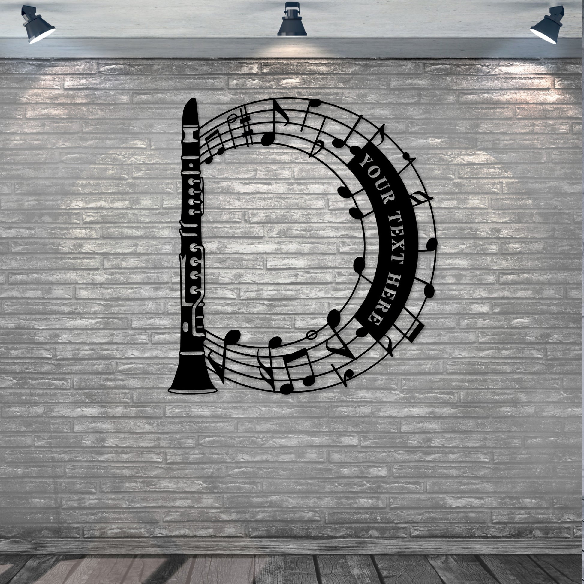 Personalized Clarinet And Notes Name Metal Sign. Custom Sopranino Wall Decor Gift. Wind instrument. Classic Music Lover. Jazz Player Sign