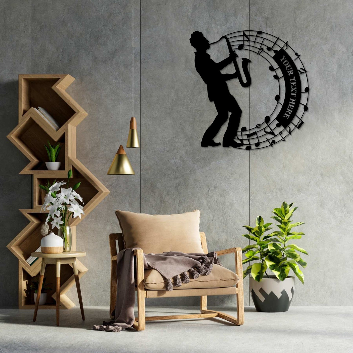 Personalized Saxophone Player In Notes Name Metal Sign | Custom Music Lover Decor | Musician Entertainer Gifts. Musician Artist Wall Hanging