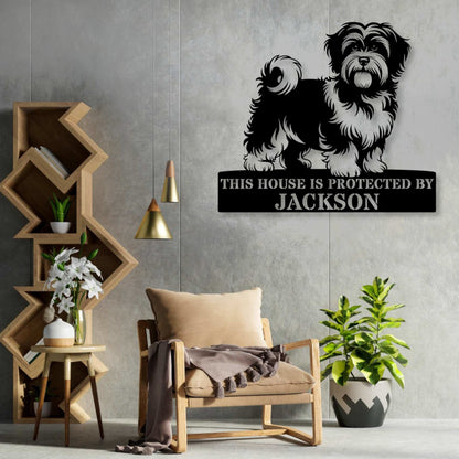 30 Inch Personalized Havanese Metal Sign In Black. Custom Dog Owner Wall Decor Gift.