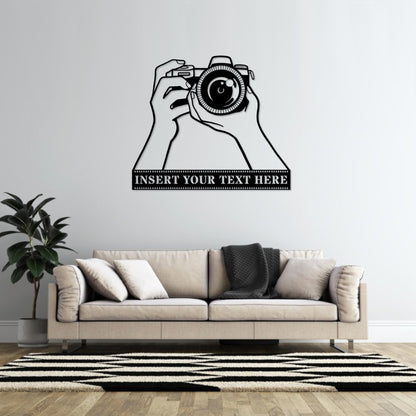 36 Inch Personalized Camera Name Metal Sign Decor In Black With Custom Text