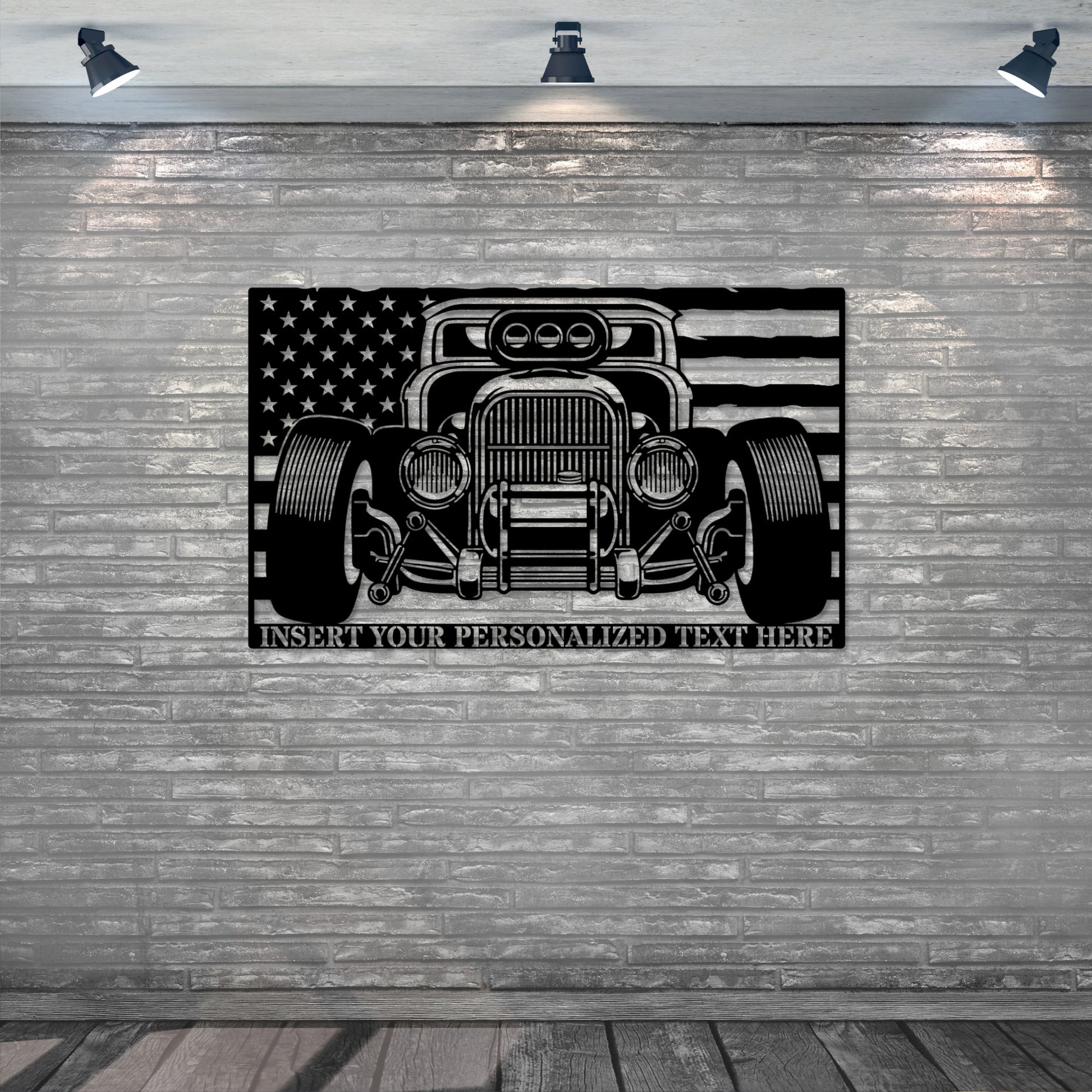 Personalized US Rat Rod Name Metal Sign. Custom Garage Wall Decor Gift. Mechanic Steel Sign. American Muscle Car Wall Hanging. US Petrolhead