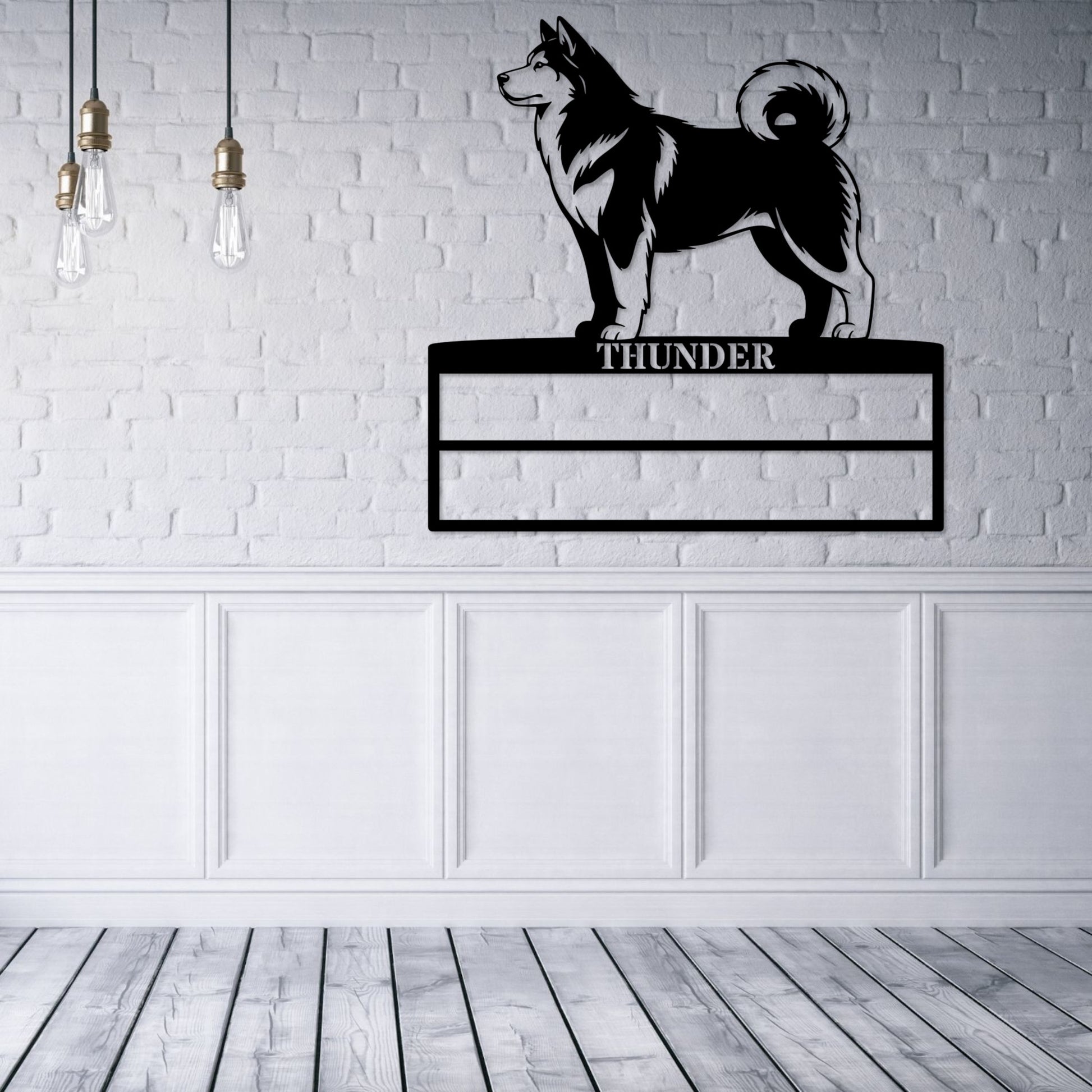 Personalized Alaskan Malamute Rosette Metal Sign Champion Display