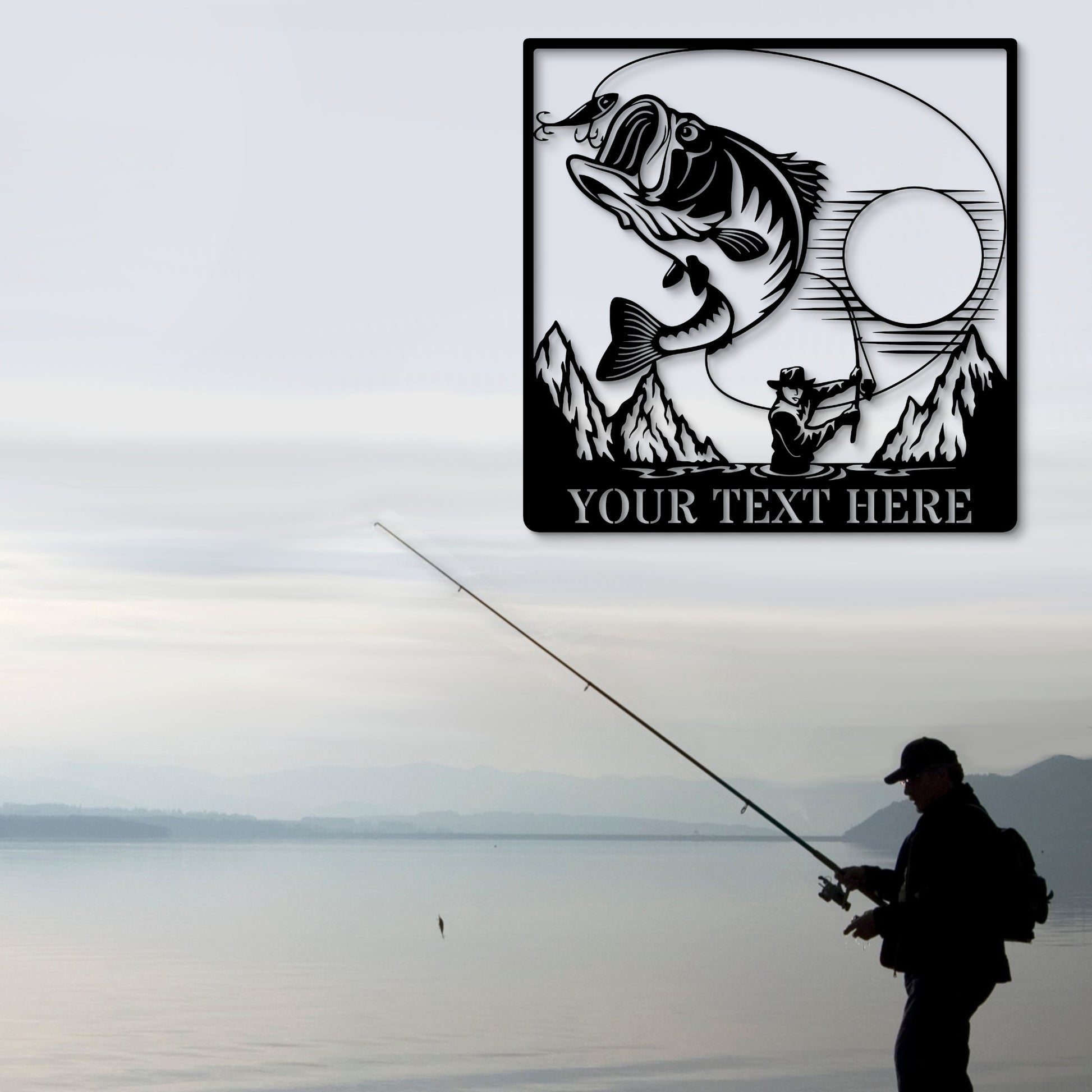 Personalized Fisherman Name Metal Sign. Custom Fishing Wall Decor Gift, To My Fisherman. Lake House Fishing Decor. Mountain Cabin Sign Gift