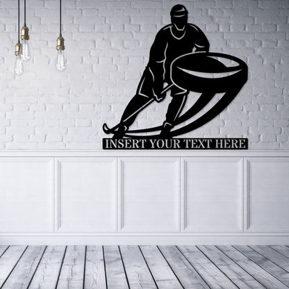 Personalized Ice Hockey Player Metal Sign Gift In Black