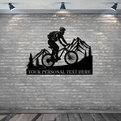 Personalized MTB Rider Name Metal Sign. Custum Trail Bike Wall Decor Gift. Cyclist Wall Hanging Present. Customized Mountain Biker Sign Gift