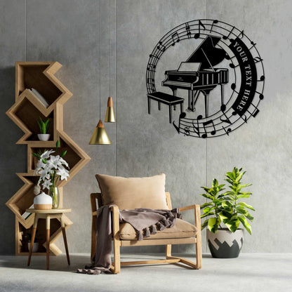 Personalized Piano In Notes Name Metal Sign. Custom Pianist Sign. Music Lover Wall Decor. Musician Entertainer Gift. Music Room Wall Hanging