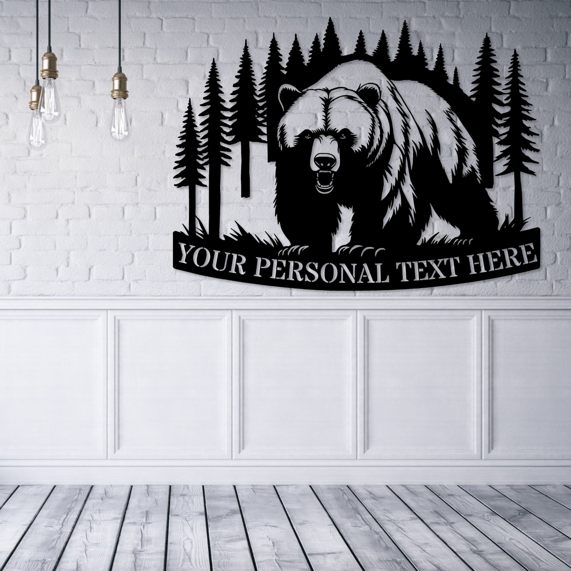 Personalized Black Bear Metal Sign Gift In Black