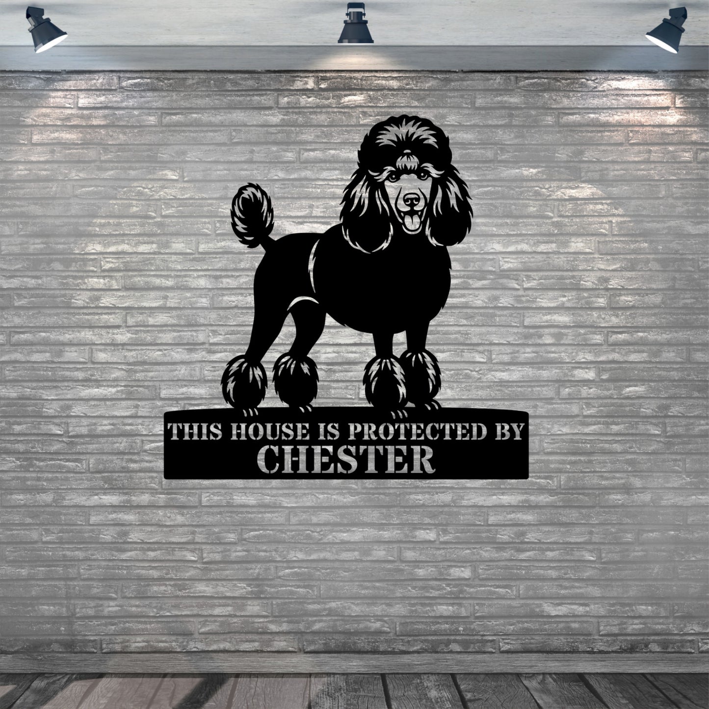 Poodle Personalized Guard Name Metal Sign. Custom Dog Protect Wall Decor