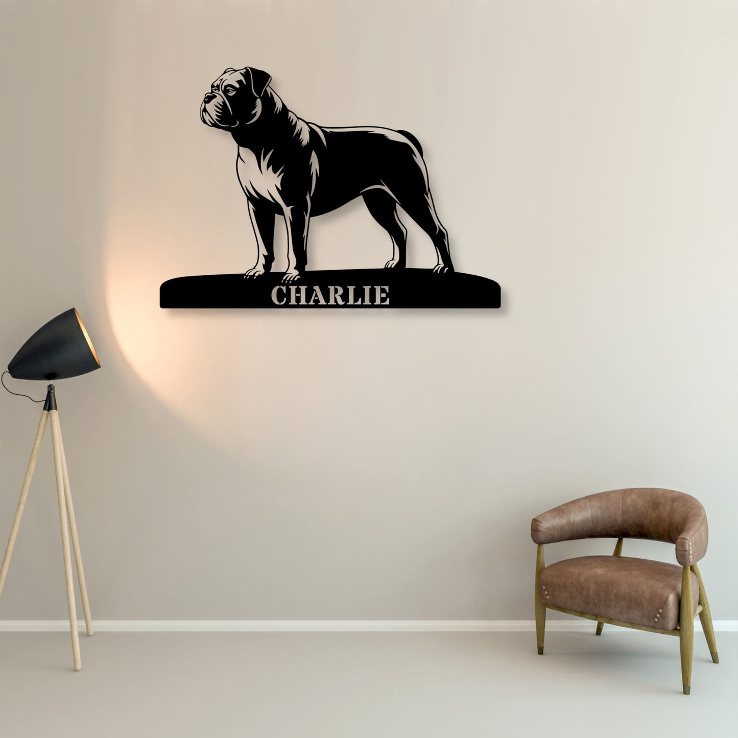 Personalized American Bulldog Metal Sign. Custom Dog Owner Wall Decor Gift