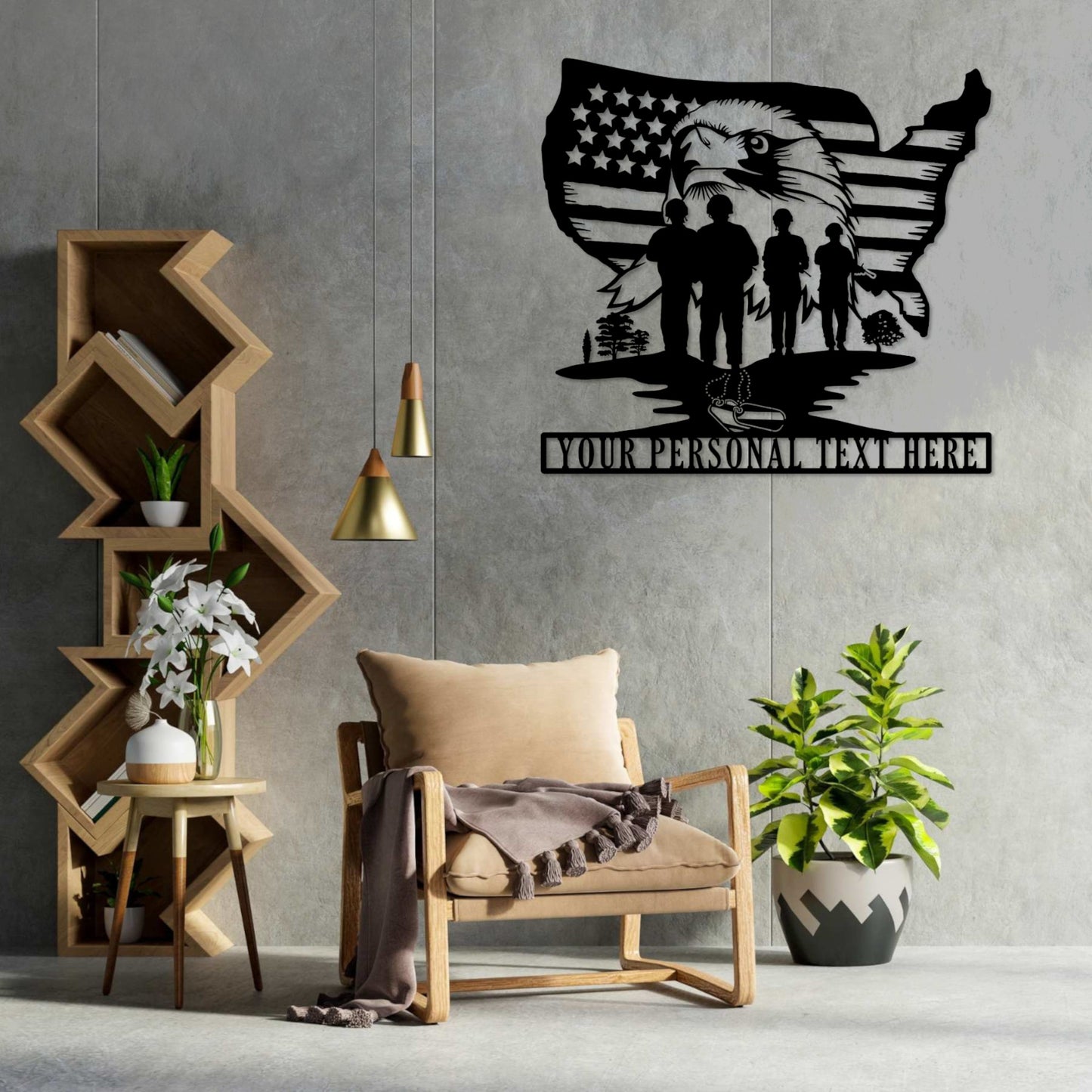 Personalized Patriotic US Military Metal Sign. Military Eagle Metal Sign Wall Decor. US Soldier Steel Sign. American Veteran Monogram Gift