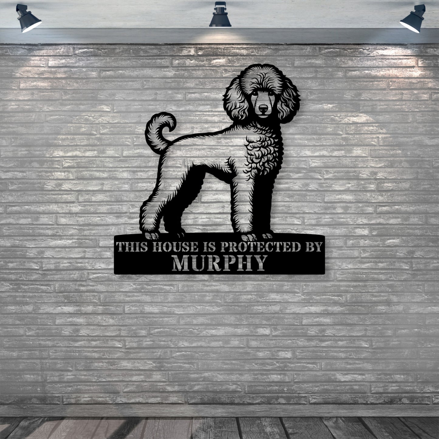 Personalized Poodle Dog Guard Metal Sign. Custom Dog Protect Name Wall Decor