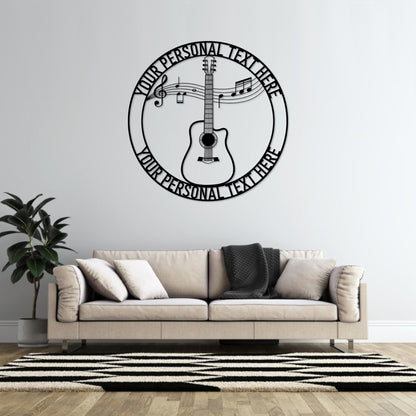 Personalized Guitarist Name Metal Sign in black