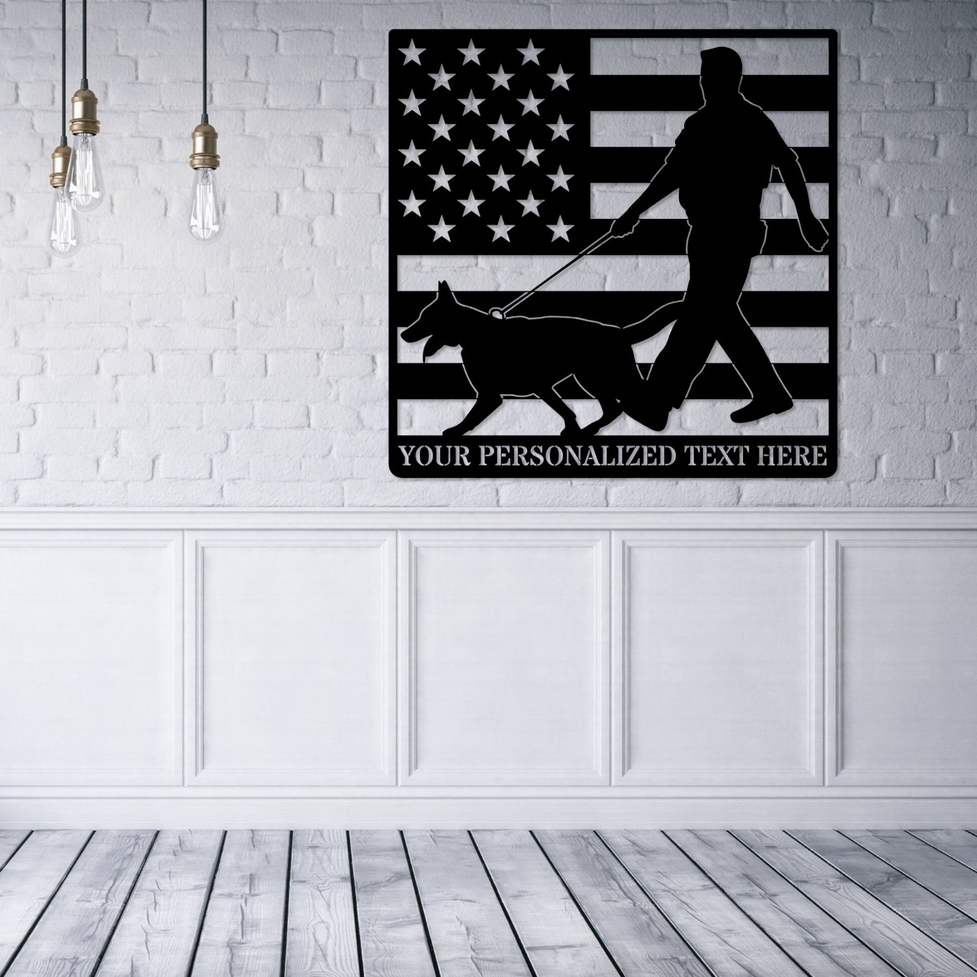 Personalized K-9 Police Officer Metal Sign. Custom Policeman Wall Decor Gift. Patriotic Law enforcement Wall Hanging. Personal US Cop Gift