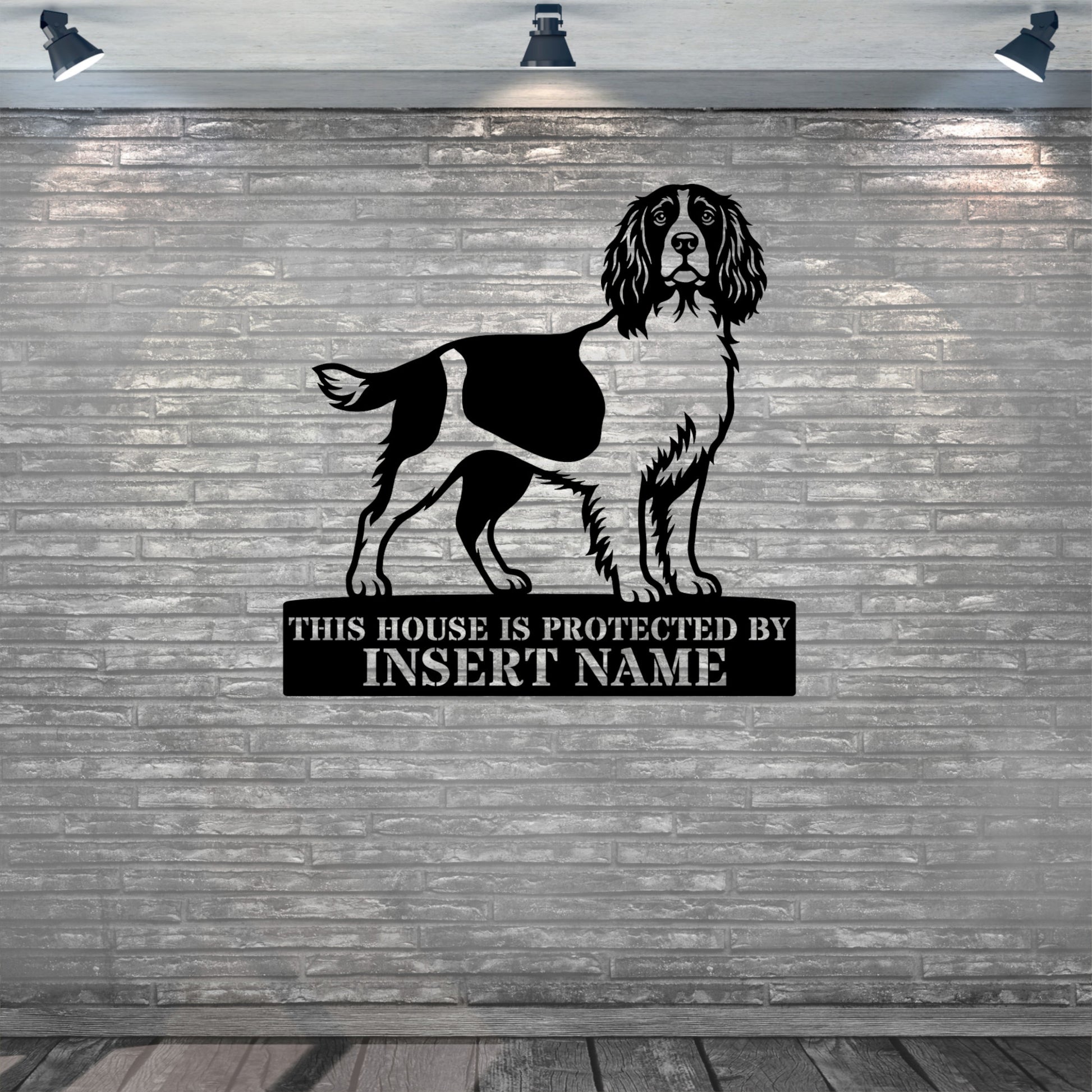 Personalized English Springer Spaniel Guard Metal Sign. Custom Dog Name Wall Decor