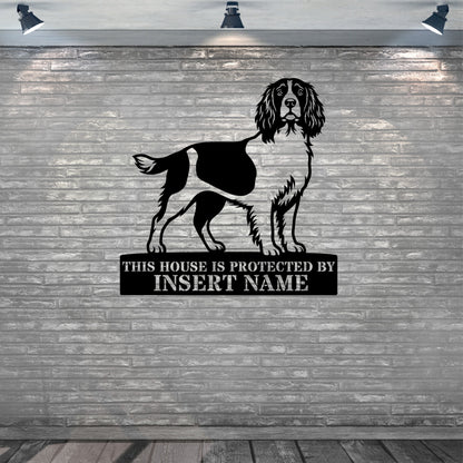 Personalized English Springer Spaniel Guard Metal Sign. Custom Dog Name Wall Decor