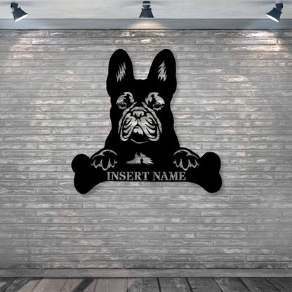 Personalized French Bulldog Name Metal Sign. Customizable Dog Owner Wall Decor Gift