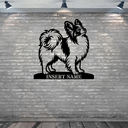 Personalized Papillon Dog Name Metal Sign. Custom Dog Owner Wall Decor Gift