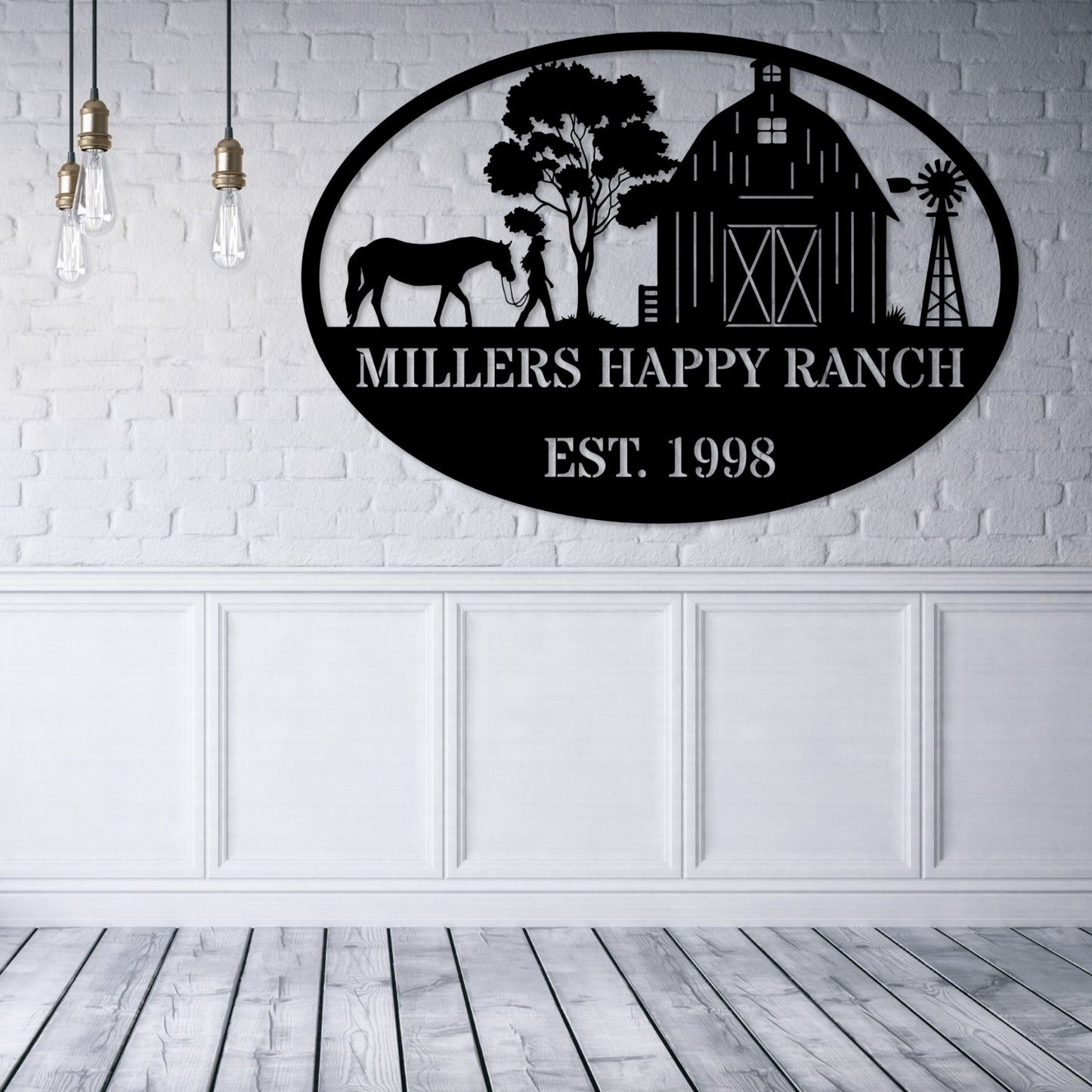 Personalized Barn Name Metal Sign In Black