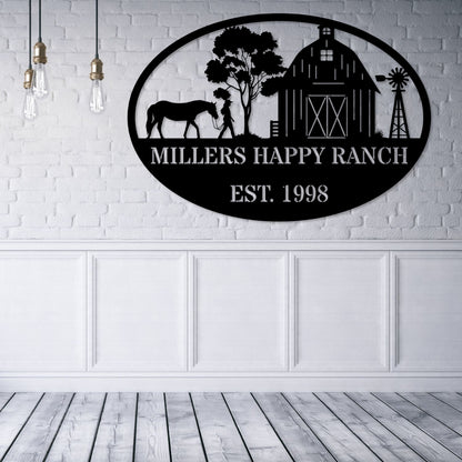 Personalized Barn Name Metal Sign In Black