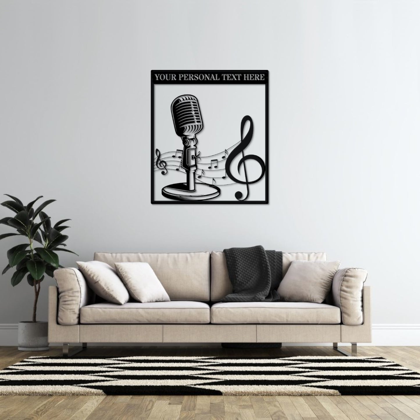Personalized Vintage Microphone Metal Sign. Custom Microphone Wall Decor. Gift For Musician. Musical Notes Wall Hanging. Radio Speaker Gift.