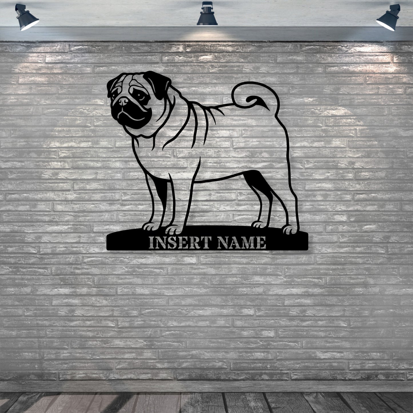 Personalized Pug Name Metal Sign. Custom Dog Owner Wall Decor Gift