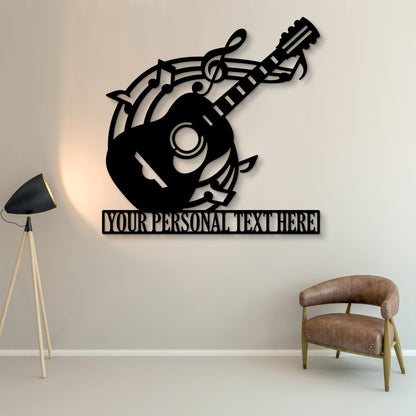 Personalized Acoustic Guitar Lover Name Metal Art Sign