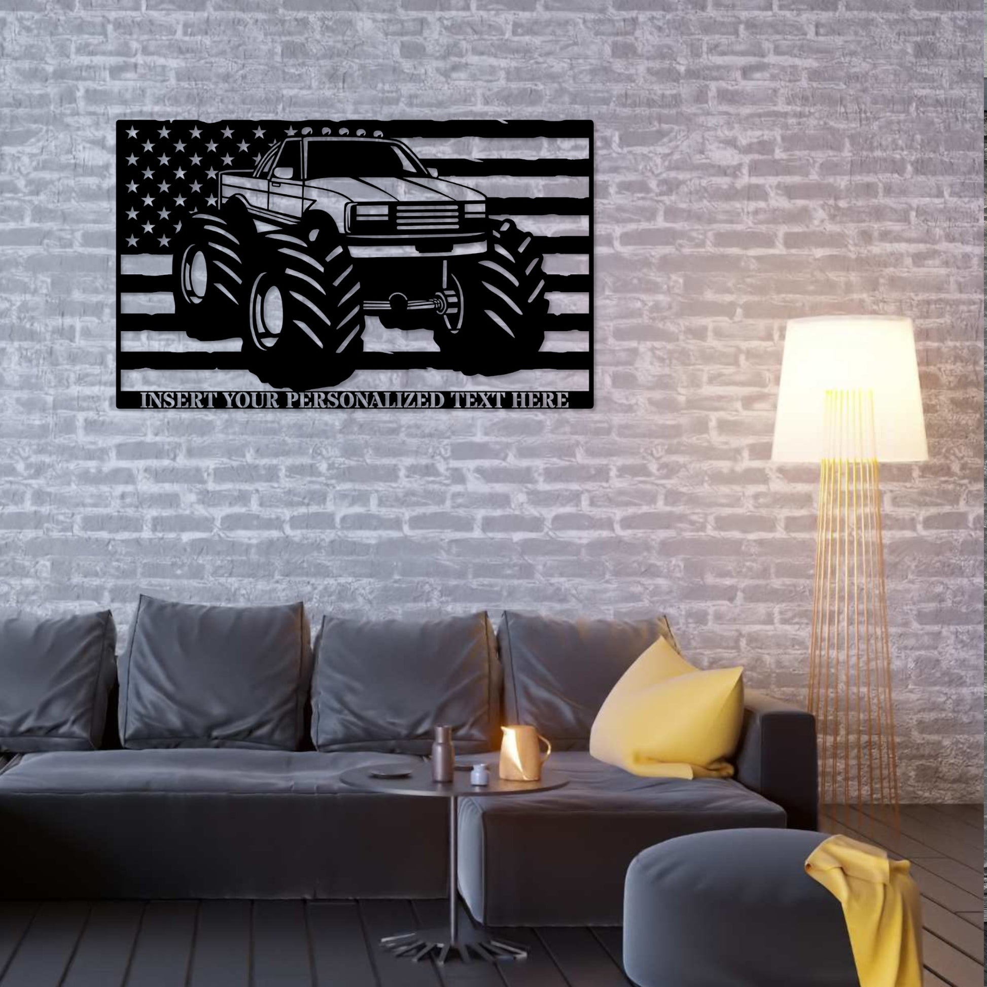 Personalized American Monster Truck Name Metal Sign. Custom US Pickup Truck Wall Decor. US Garage Wall Hanging. Mechanic Gifts. Petrolhead 